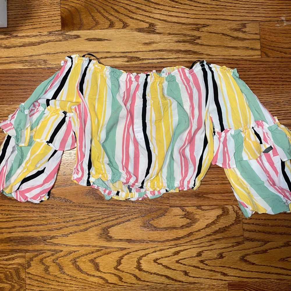 Forever 21 Striped Off the Shoulder Blouse